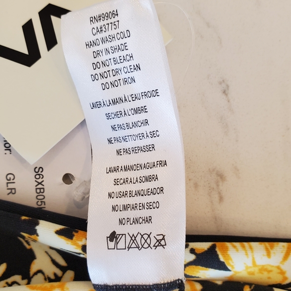 RVCA Reversible Swim Bikini Bottoms Daisy Black - Picture 11 of 11